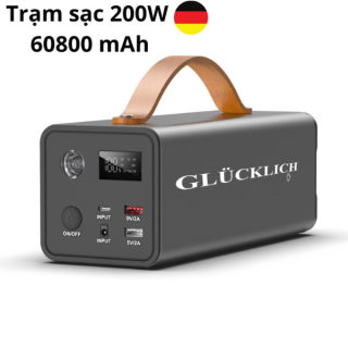 Trạm sạc GLUCKLICH 200W 60800 mAh - sử dụng linh hoạt nhiều thiết bị - có đầu 220V tiện lợi
