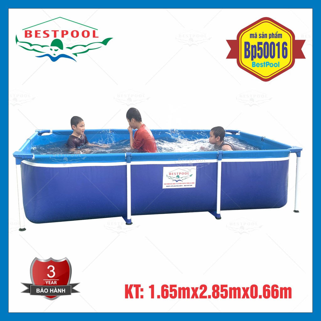 Bể Bơi Mini Bestpool BP50016 1.65m x 2.85m x 0,66m Bể Bơi Khung Kim Loại, Bể Bơi Trẻ Em