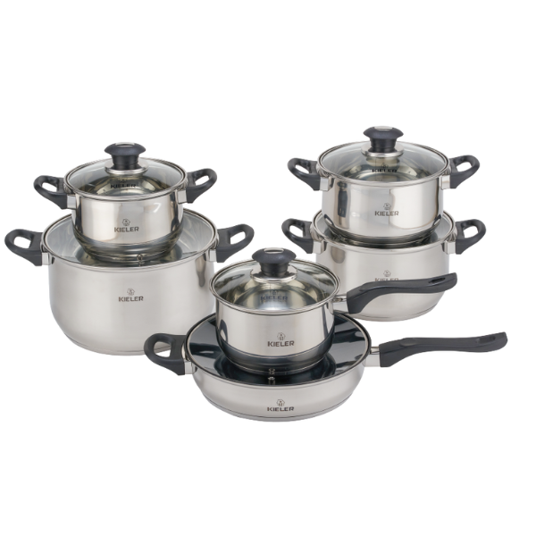 Bộ nồi chảo inox 6 món cao cấp Kieler RW1222 nấu nhanh, tiết kiệm điện (Gồm 4 nồi và 2 chảo)